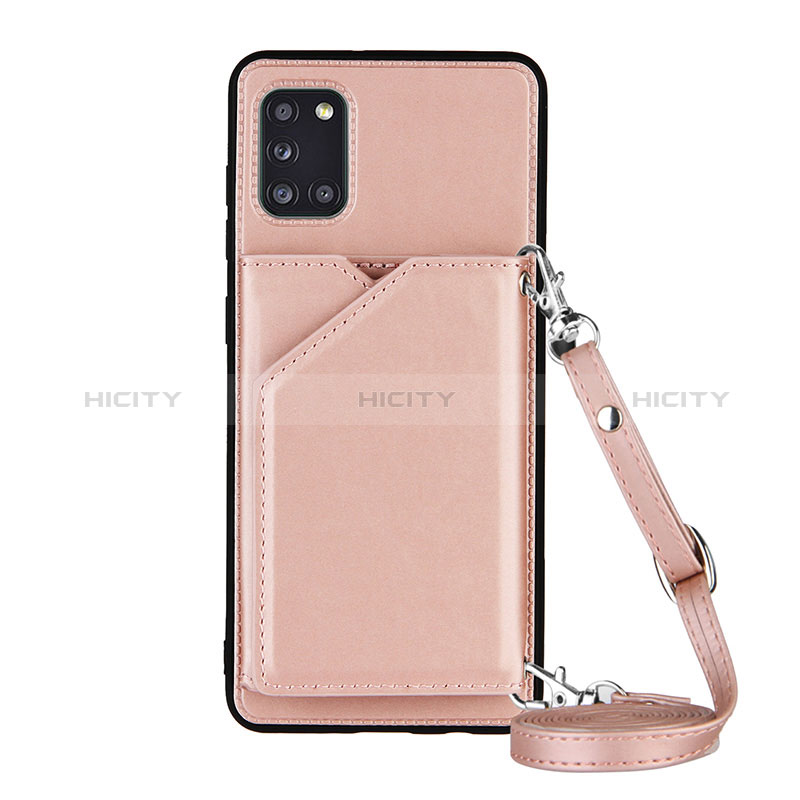 Coque Luxe Cuir Housse Etui Y02B pour Samsung Galaxy A31 Or Rose Plus