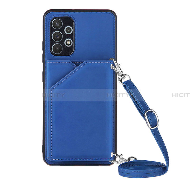 Coque Luxe Cuir Housse Etui Y02B pour Samsung Galaxy A32 4G Bleu Plus