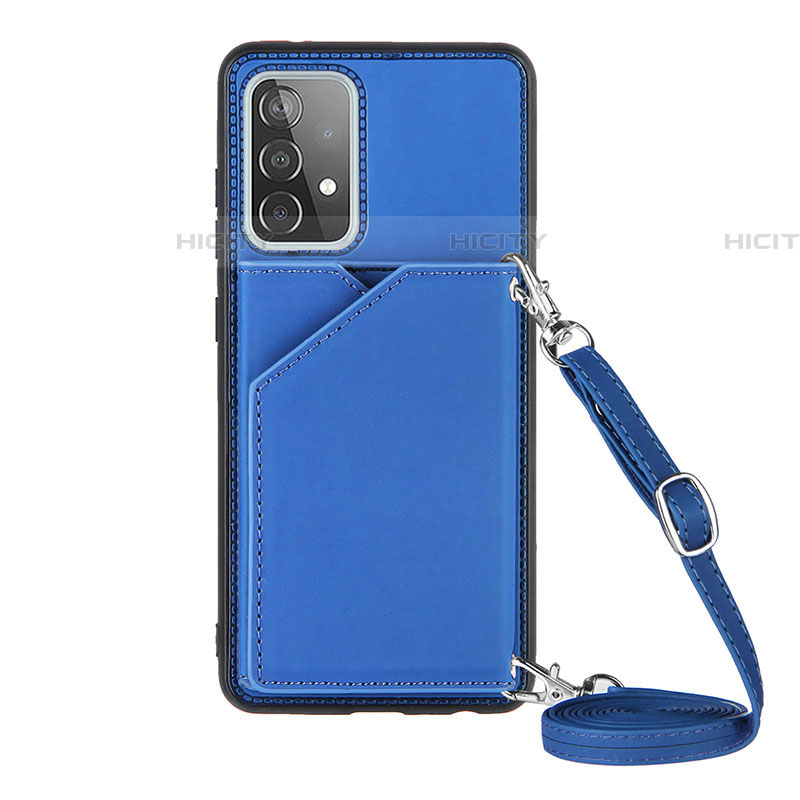 Coque Luxe Cuir Housse Etui Y02B pour Samsung Galaxy A52 4G Bleu Plus