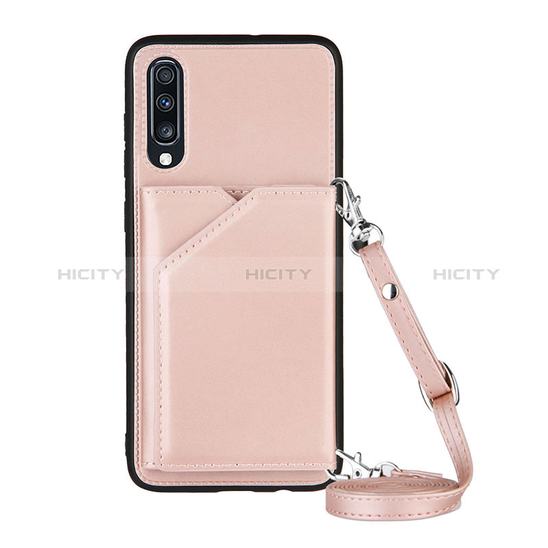 Coque Luxe Cuir Housse Etui Y02B pour Samsung Galaxy A70 Or Rose Plus