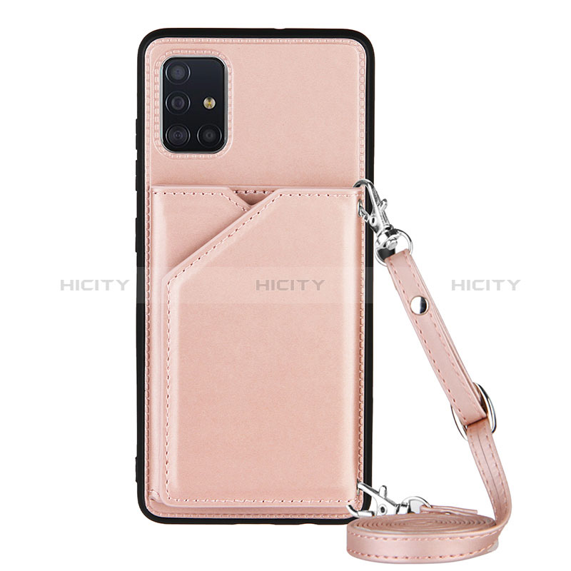 Coque Luxe Cuir Housse Etui Y02B pour Samsung Galaxy A71 4G A715 Or Rose Plus