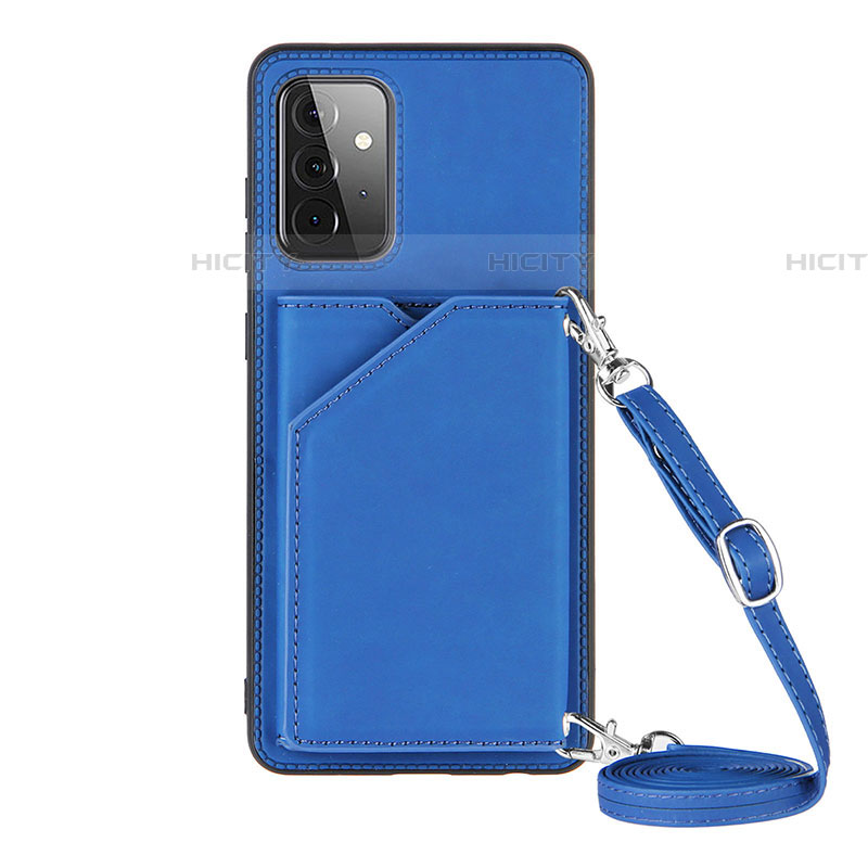 Coque Luxe Cuir Housse Etui Y02B pour Samsung Galaxy A72 4G Bleu Plus