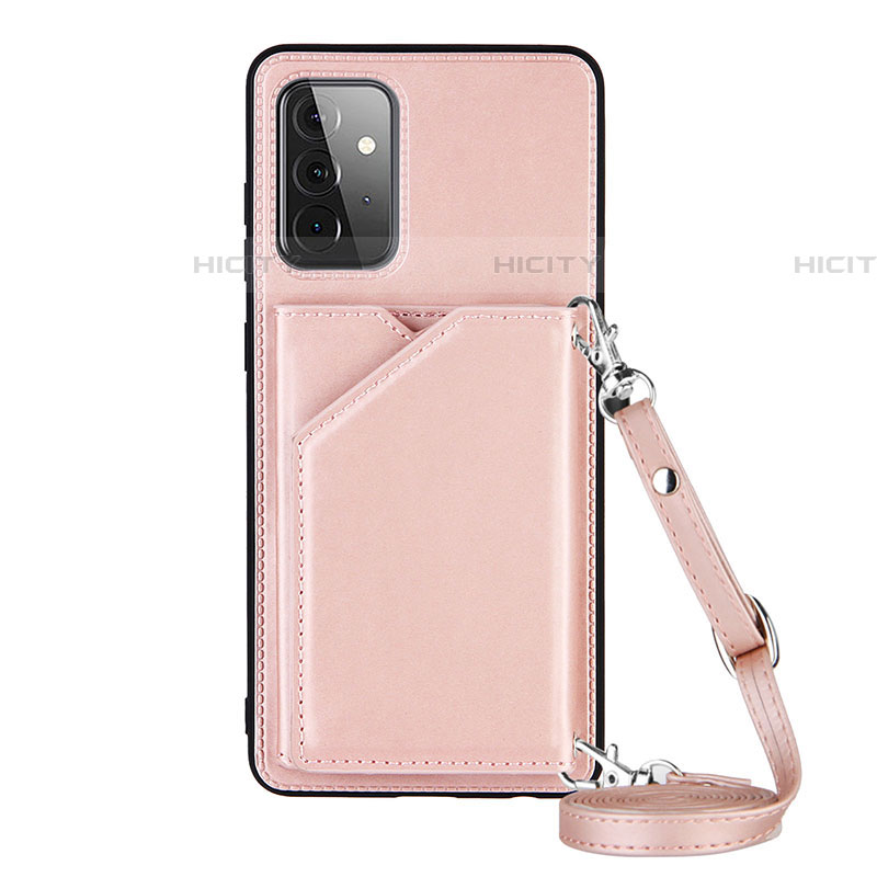 Coque Luxe Cuir Housse Etui Y02B pour Samsung Galaxy A72 4G Or Rose Plus
