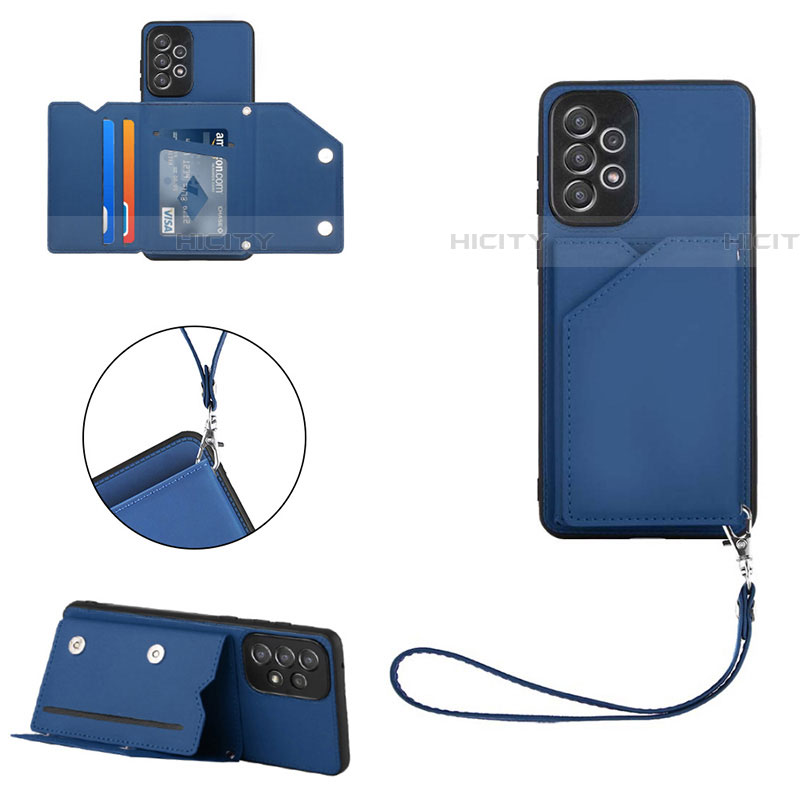 Coque Luxe Cuir Housse Etui Y02B pour Samsung Galaxy A73 5G Bleu Plus