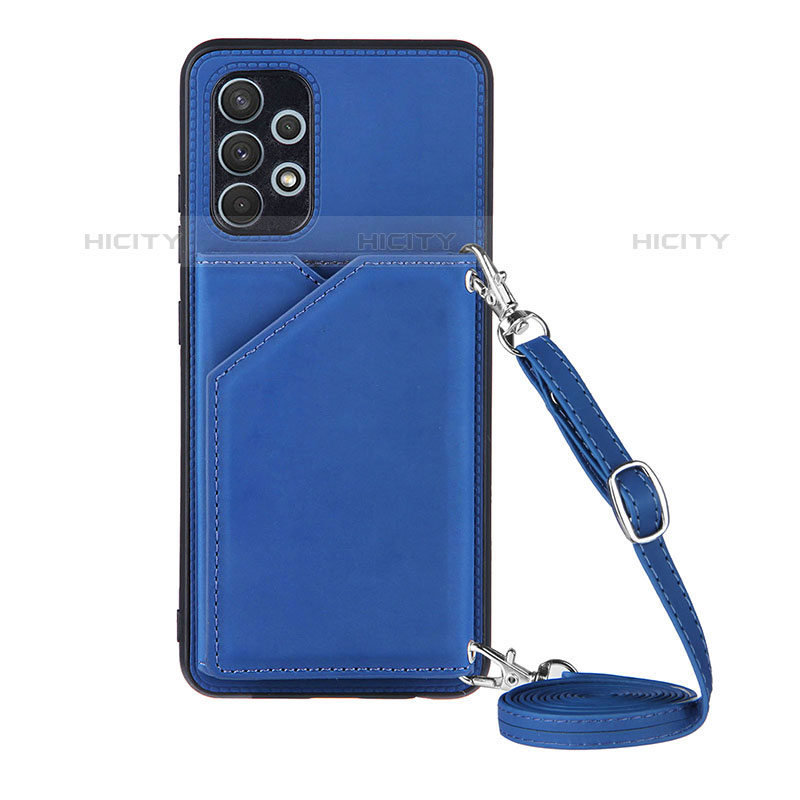 Coque Luxe Cuir Housse Etui Y02B pour Samsung Galaxy M32 5G Bleu Plus