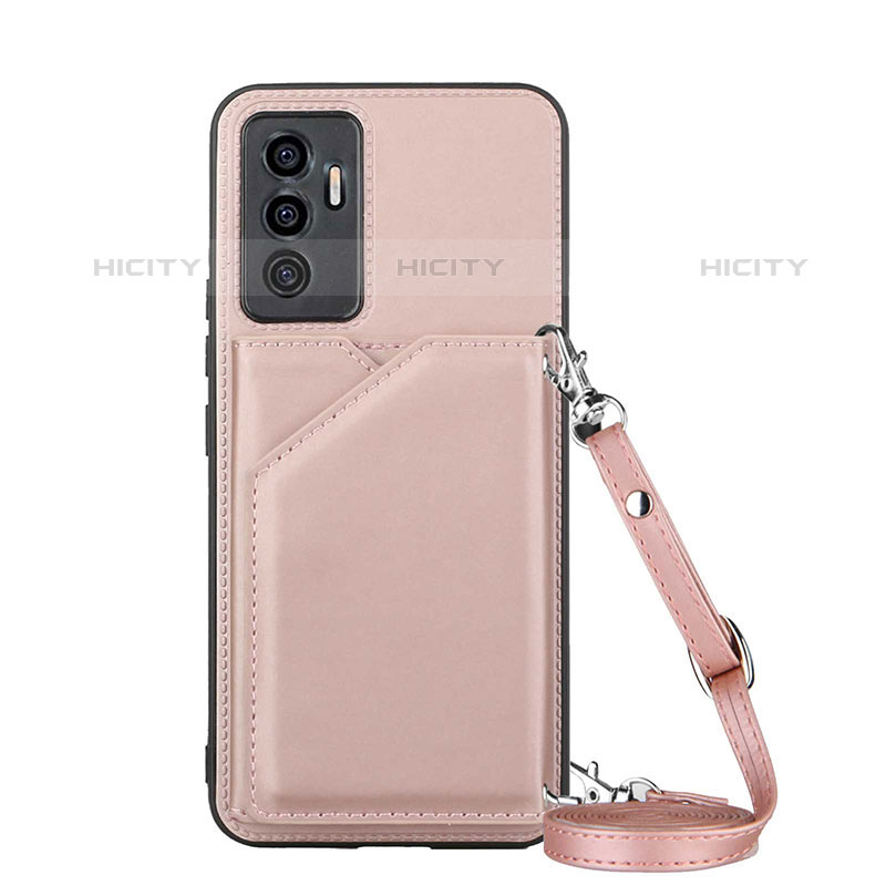 Coque Luxe Cuir Housse Etui Y02B pour Vivo V23e 5G Or Rose Plus