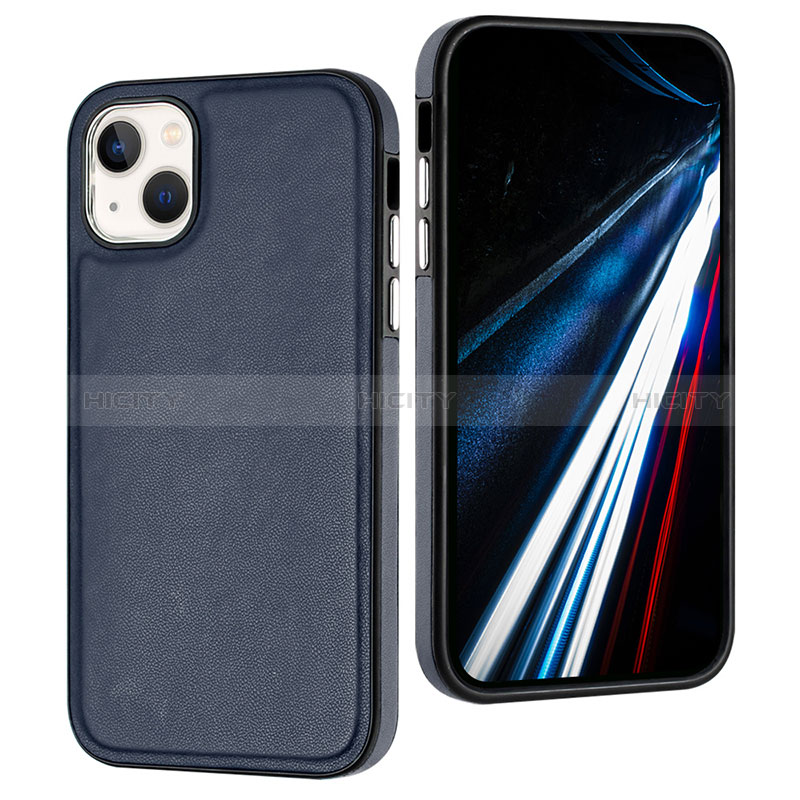 Coque Luxe Cuir Housse Etui Y03B pour Apple iPhone 14 Plus Bleu Plus