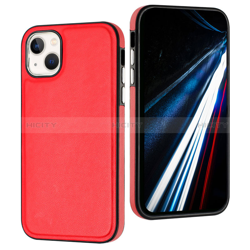 Coque Luxe Cuir Housse Etui Y03B pour Apple iPhone 14 Plus Rouge Plus