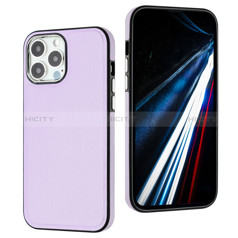 Coque Luxe Cuir Housse Etui Y03B pour Apple iPhone 14 Pro Max Violet Clair Plus