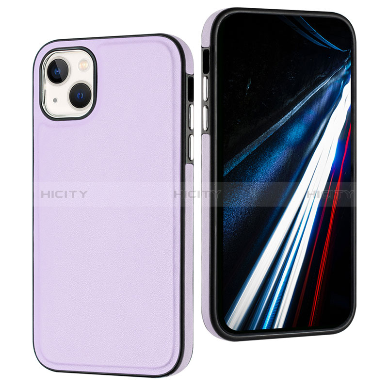 Coque Luxe Cuir Housse Etui Y03B pour Apple iPhone 15 Violet Clair Plus