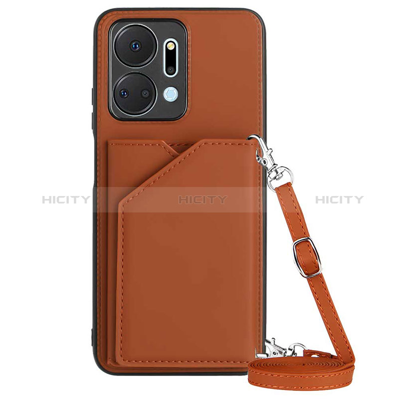 Coque Luxe Cuir Housse Etui Y03B pour Huawei Honor X7a Marron Plus