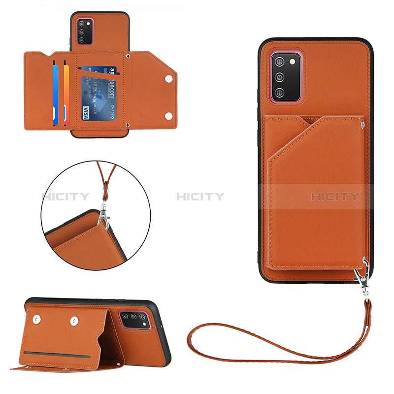 Coque Luxe Cuir Housse Etui Y03B pour Samsung Galaxy A02s Marron Plus