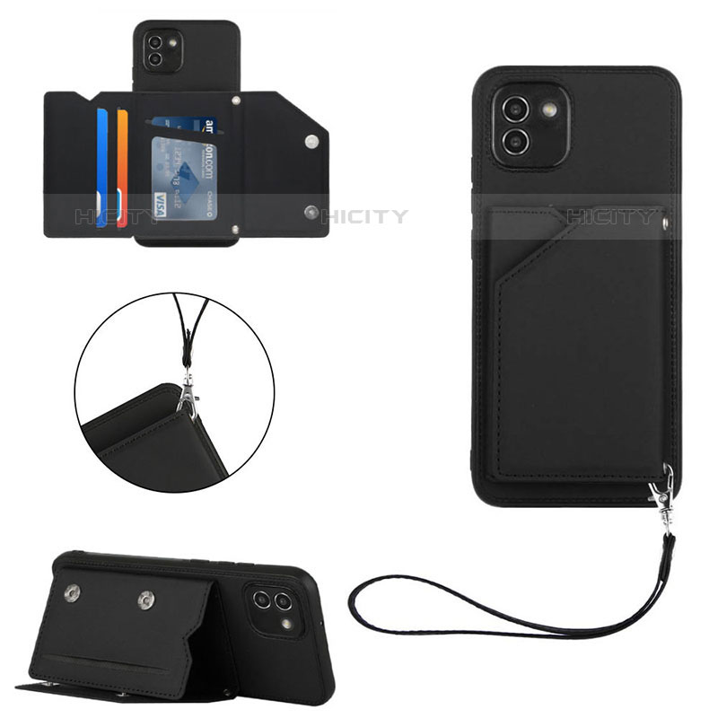 Coque Luxe Cuir Housse Etui Y03B pour Samsung Galaxy A03 Noir Plus