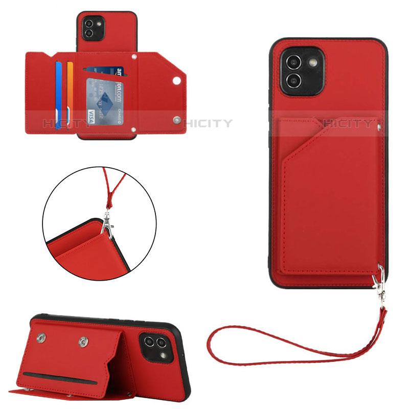 Coque Luxe Cuir Housse Etui Y03B pour Samsung Galaxy A03 Rouge Plus