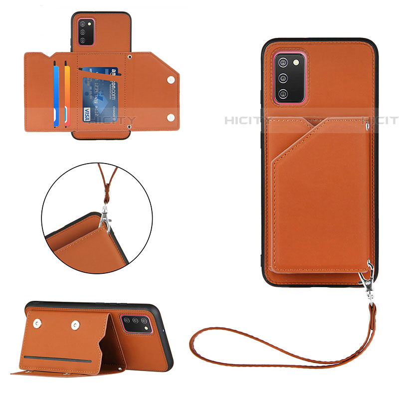 Coque Luxe Cuir Housse Etui Y03B pour Samsung Galaxy A03s Marron Plus