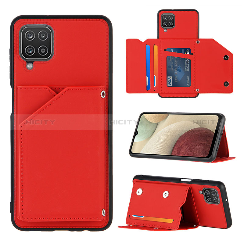 Coque Luxe Cuir Housse Etui Y03B pour Samsung Galaxy A12 5G Rouge Plus