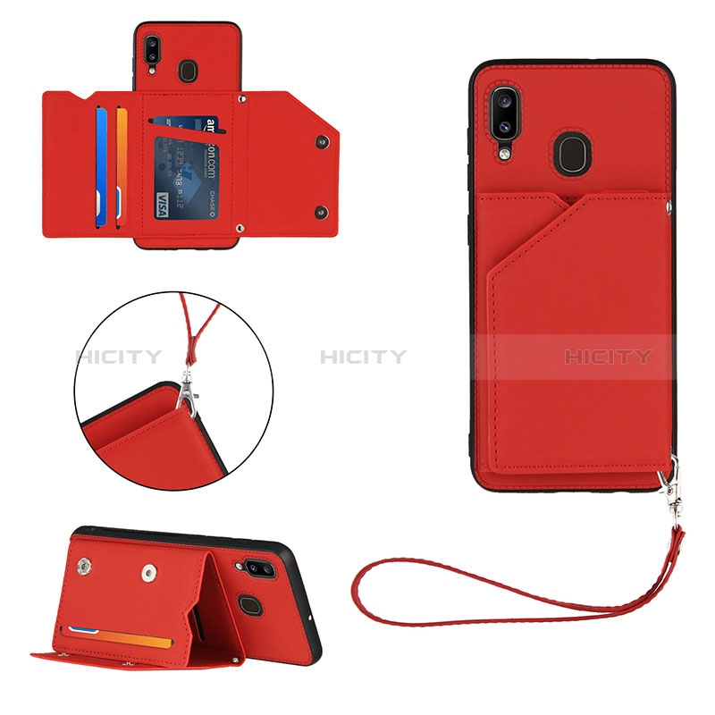 Coque Luxe Cuir Housse Etui Y03B pour Samsung Galaxy A20 Rouge Plus