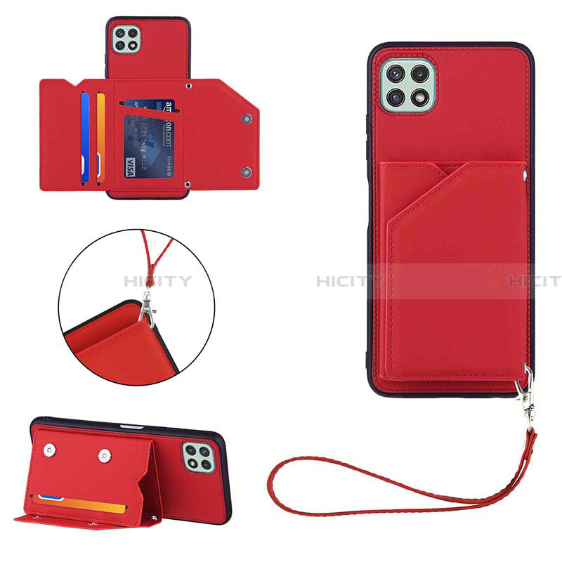 Coque Luxe Cuir Housse Etui Y03B pour Samsung Galaxy A22 5G Rouge Plus