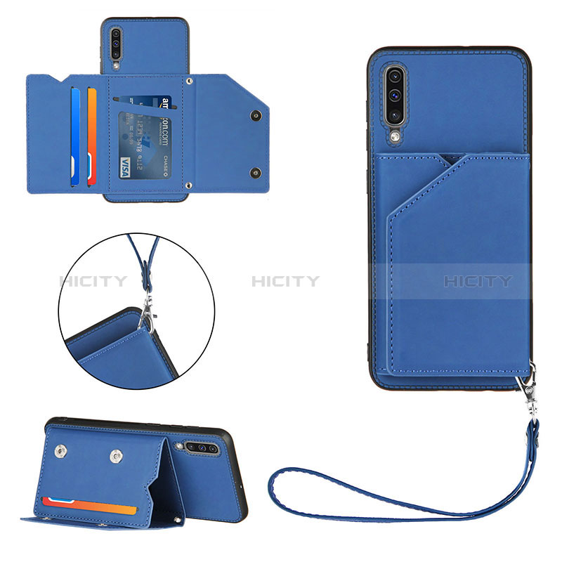 Coque Luxe Cuir Housse Etui Y03B pour Samsung Galaxy A30S Bleu Plus