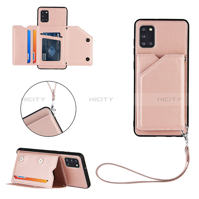 Coque Luxe Cuir Housse Etui Y03B pour Samsung Galaxy A31 Or Rose Plus