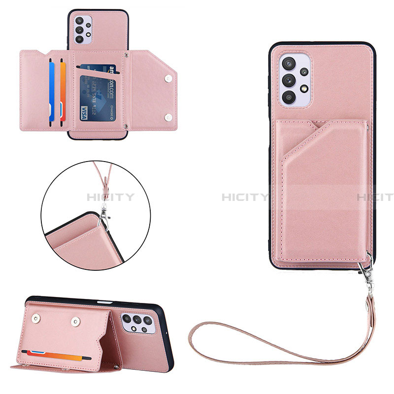 Coque Luxe Cuir Housse Etui Y03B pour Samsung Galaxy A32 4G Or Rose Plus