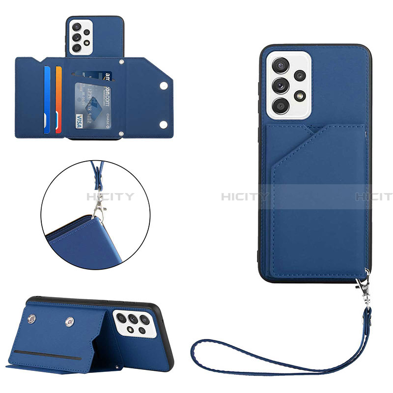 Coque Luxe Cuir Housse Etui Y03B pour Samsung Galaxy A33 5G Bleu Plus