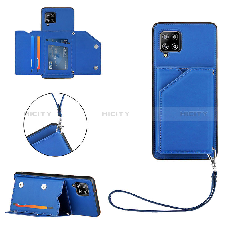 Coque Luxe Cuir Housse Etui Y03B pour Samsung Galaxy A42 5G Bleu Plus