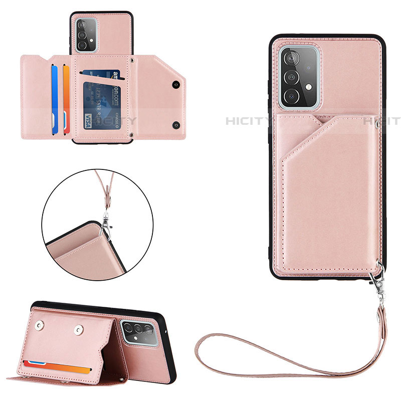 Coque Luxe Cuir Housse Etui Y03B pour Samsung Galaxy A52 4G Or Rose Plus