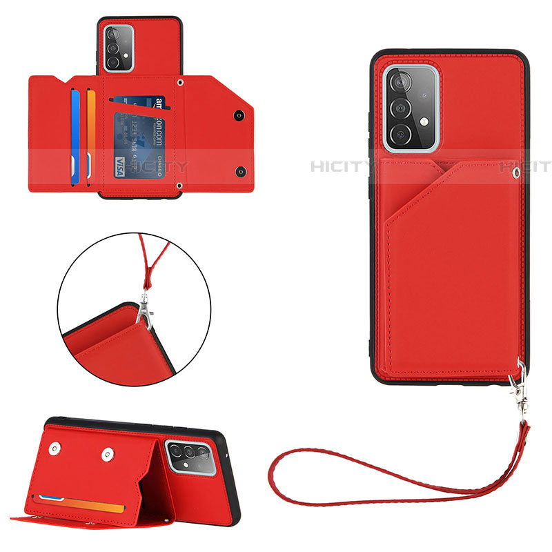 Coque Luxe Cuir Housse Etui Y03B pour Samsung Galaxy A52 4G Rouge Plus