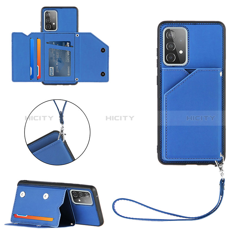 Coque Luxe Cuir Housse Etui Y03B pour Samsung Galaxy A52s 5G Bleu Plus