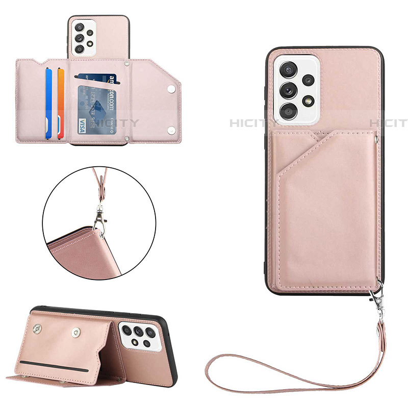 Coque Luxe Cuir Housse Etui Y03B pour Samsung Galaxy A53 5G Or Rose Plus