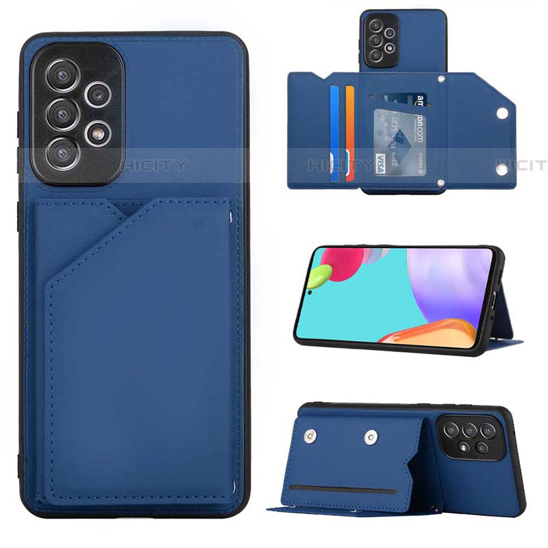 Coque Luxe Cuir Housse Etui Y03B pour Samsung Galaxy A73 5G Bleu Plus