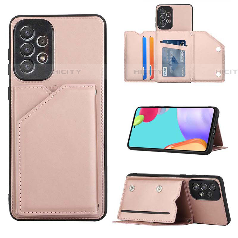 Coque Luxe Cuir Housse Etui Y03B pour Samsung Galaxy A73 5G Or Rose Plus