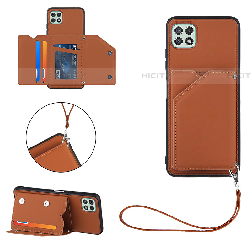 Coque Luxe Cuir Housse Etui Y03B pour Samsung Galaxy F42 5G Marron Plus