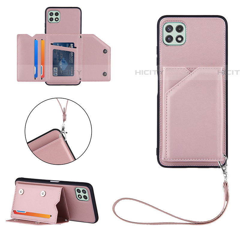 Coque Luxe Cuir Housse Etui Y03B pour Samsung Galaxy F42 5G Or Rose Plus