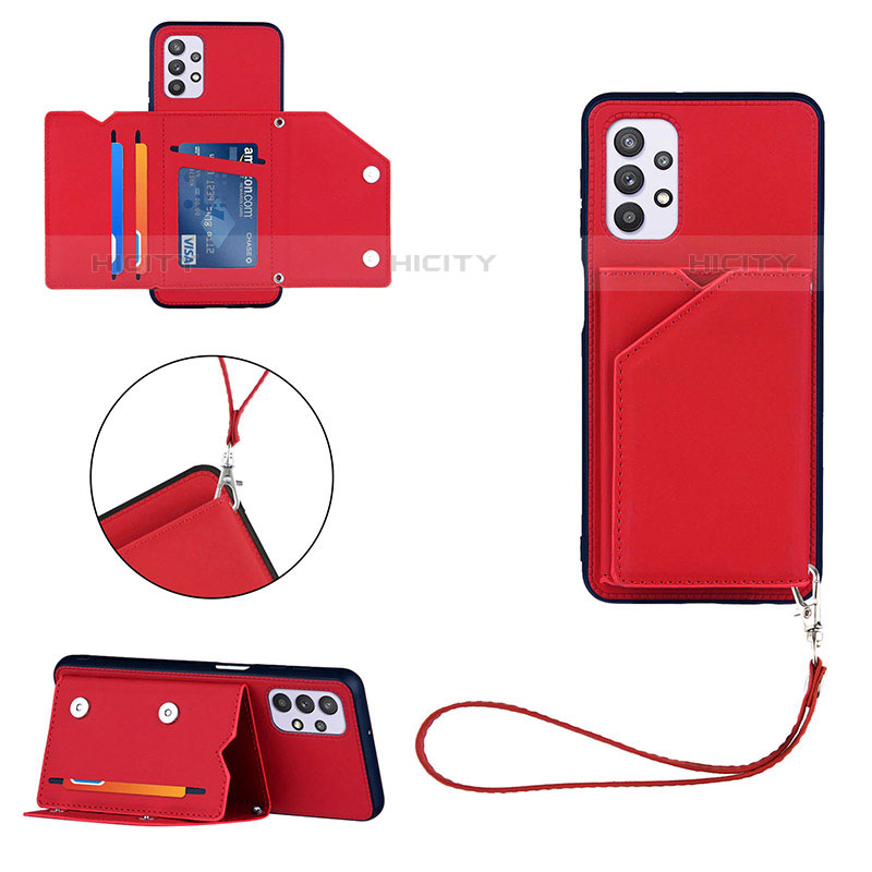 Coque Luxe Cuir Housse Etui Y03B pour Samsung Galaxy M32 5G Rouge Plus