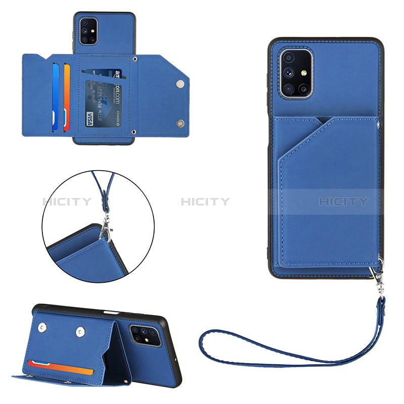 Coque Luxe Cuir Housse Etui Y03B pour Samsung Galaxy M51 Bleu Plus