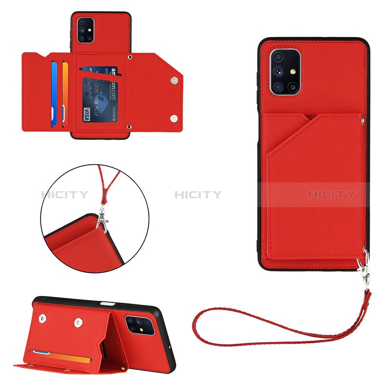 Coque Luxe Cuir Housse Etui Y03B pour Samsung Galaxy M51 Rouge Plus