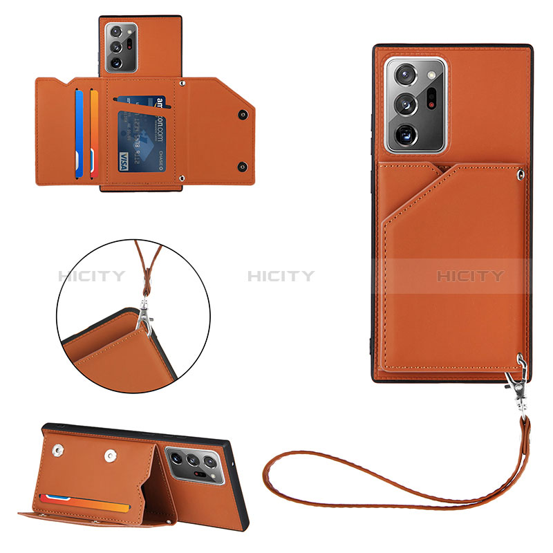 Coque Luxe Cuir Housse Etui Y03B pour Samsung Galaxy Note 20 Ultra 5G Marron Plus