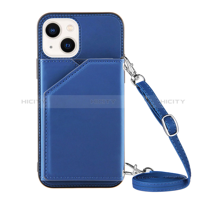 Coque Luxe Cuir Housse Etui Y04B pour Apple iPhone 13 Bleu Plus