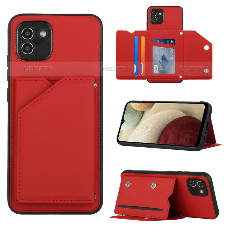 Coque Luxe Cuir Housse Etui Y04B pour Samsung Galaxy A03 Rouge Plus