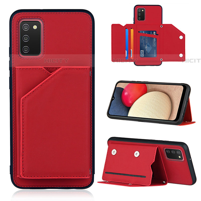 Coque Luxe Cuir Housse Etui Y04B pour Samsung Galaxy A03s Rouge Plus