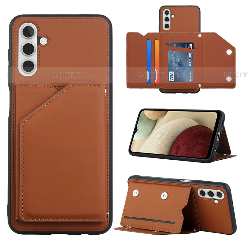 Coque Luxe Cuir Housse Etui Y04B pour Samsung Galaxy A04s Marron Plus