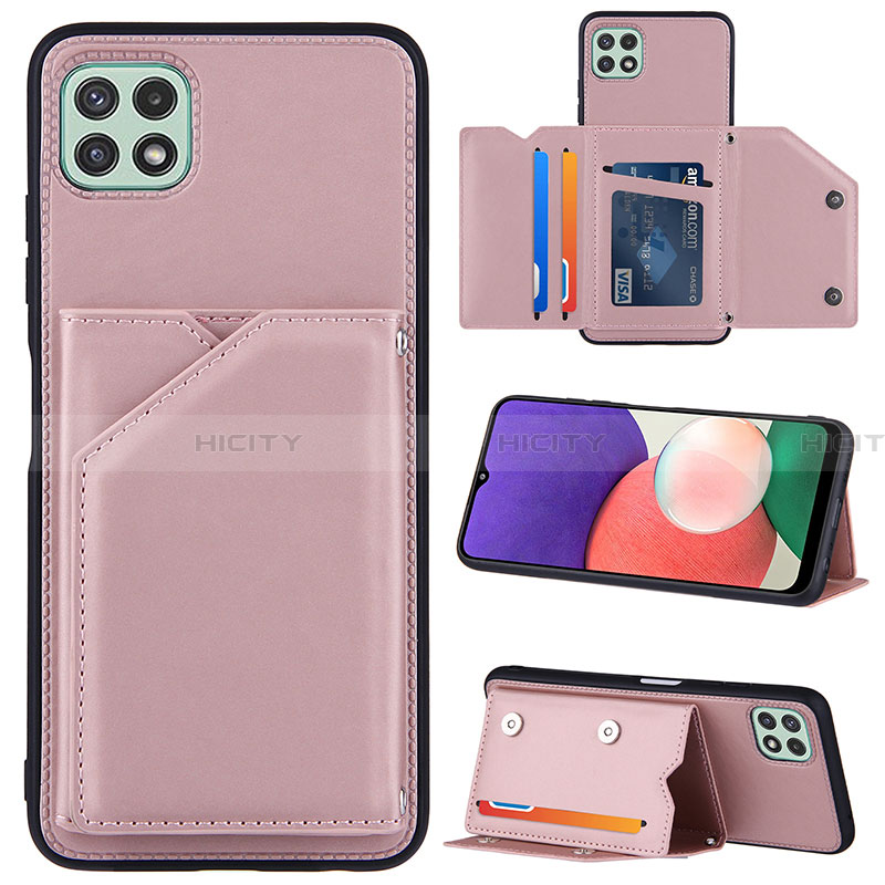 Coque Luxe Cuir Housse Etui Y04B pour Samsung Galaxy A22 5G Or Rose Plus