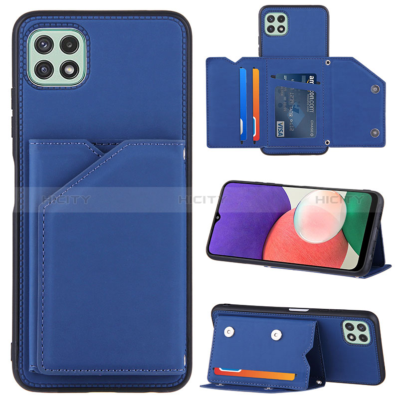 Coque Luxe Cuir Housse Etui Y04B pour Samsung Galaxy A22s 5G Bleu Plus