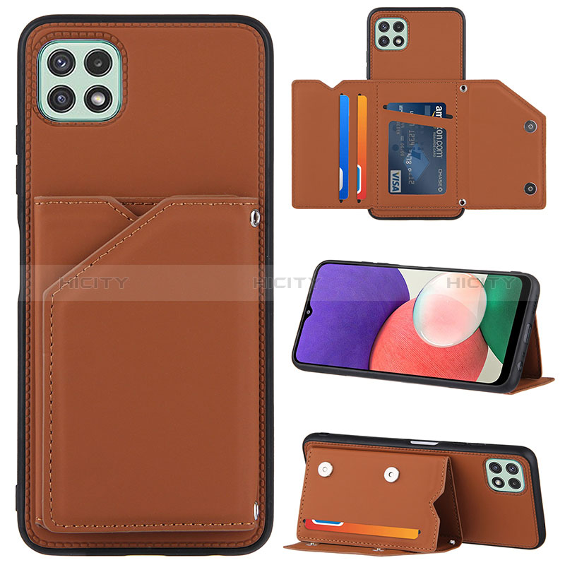 Coque Luxe Cuir Housse Etui Y04B pour Samsung Galaxy A22s 5G Marron Plus