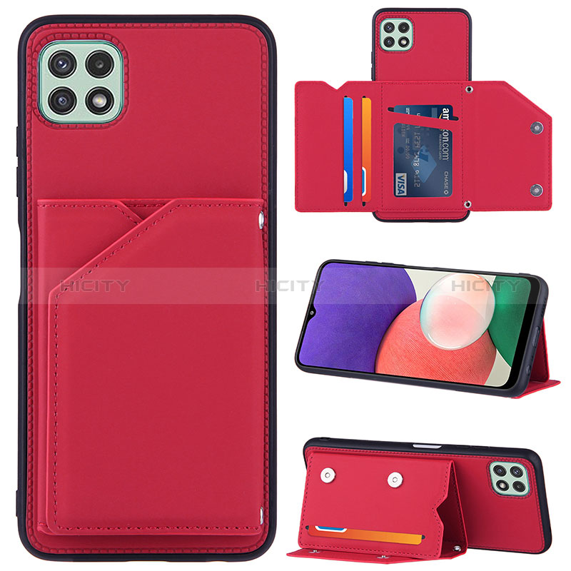 Coque Luxe Cuir Housse Etui Y04B pour Samsung Galaxy A22s 5G Rouge Plus