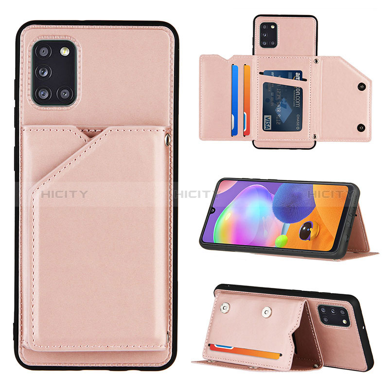 Coque Luxe Cuir Housse Etui Y04B pour Samsung Galaxy A31 Or Rose Plus