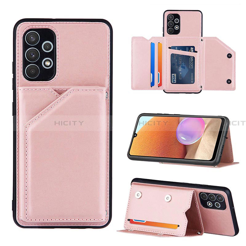 Coque Luxe Cuir Housse Etui Y04B pour Samsung Galaxy A32 4G Or Rose Plus