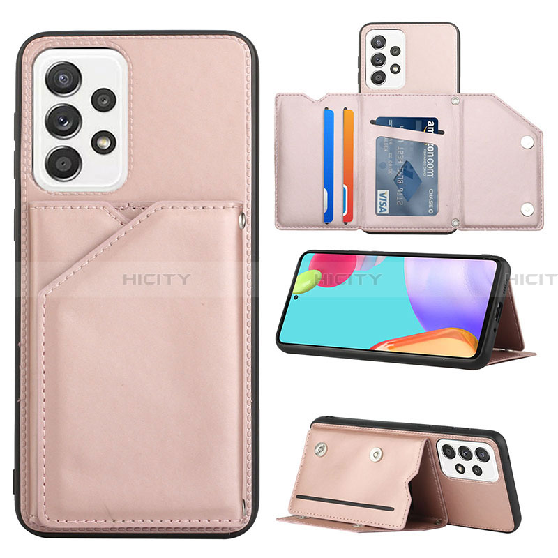Coque Luxe Cuir Housse Etui Y04B pour Samsung Galaxy A33 5G Or Rose Plus